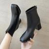 Fashion New Luxury Brand Women Beige High Heels Ankle Boots 2024 Winter Female Square Toe Chelsea Boots High Quality Short Boots Botines