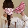 Korean Scrunchies Silk Satin Vintage Floral Hairtie for Pony Hair Band Beach Accessories Rolled Up Women and Girls Fashion Style