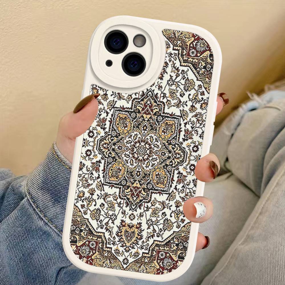 Persian Carpet Floral Pattern Phone Case For IPhone 16 15 14 13 12 11 Pro Max Plus Leather Soft Cover