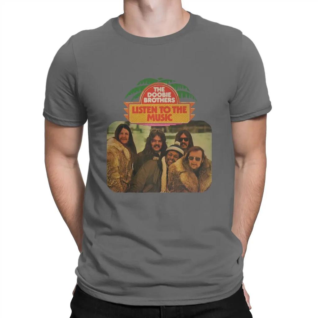 Listen To The Music On Beach T Shirt The Doobie Brothers Novelty Tees Short Sleeve Round Collar T-Shirt Cotton Unisex