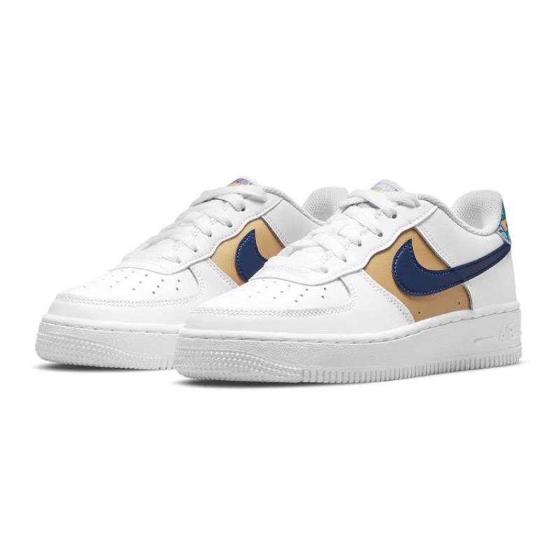 Nike Кроссовки Nike Air Force 1 Low '07 LV8 White Blue Void Metallic Gold GS DM3089-100