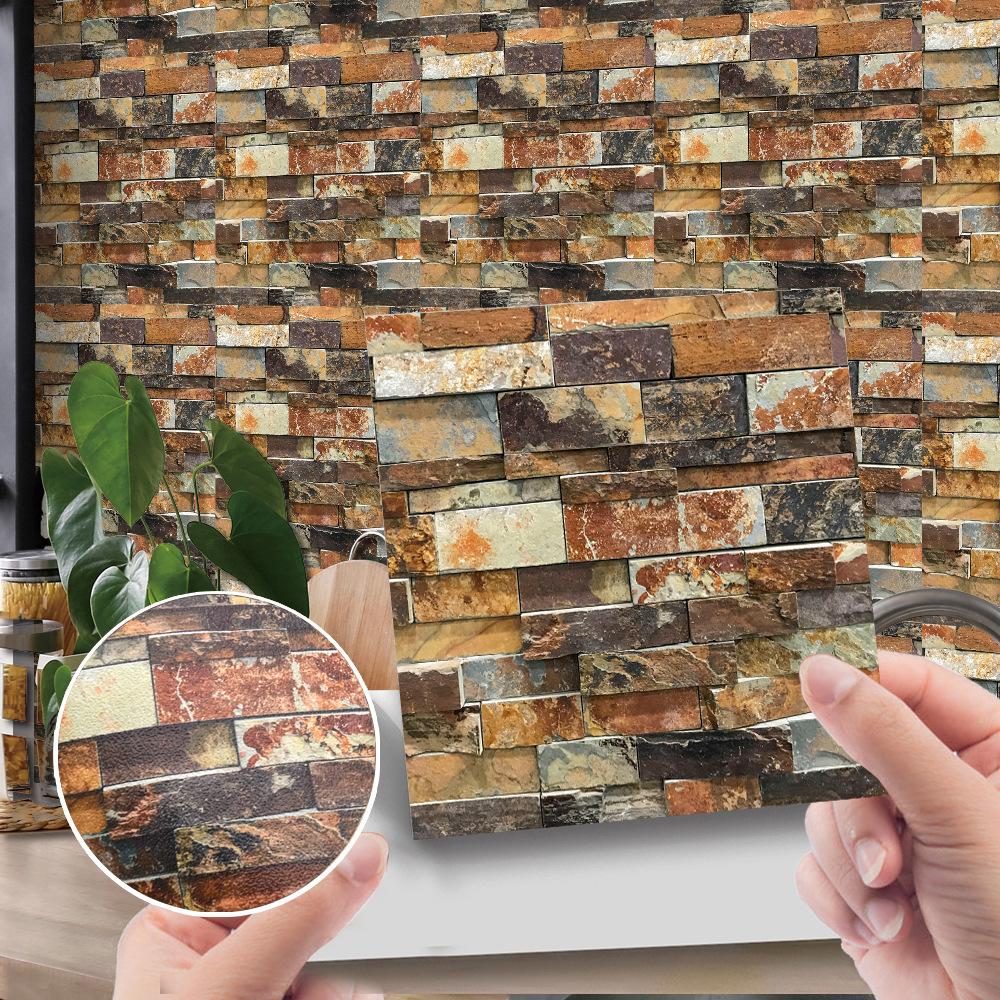 10 шт., наклейка на цементную, кирпичную, мраморную плитку, кухонный фартук, маслостойкая ванная комната, умывальник, пилинг и палка, водонепроницаемые художественные наклейки на стены