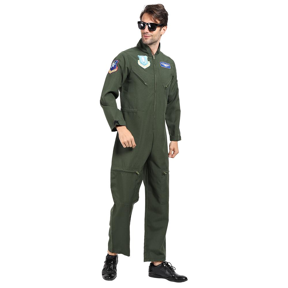 Взрослый мужской летный костюм Пилотный костюм Косплей Комбинезон для Хэллоуина