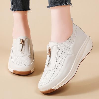 2025 Новые легкие повседневные модные кроссовки с круглым носком и толстой подошвой, удобные кроссовки на молнии для бега на весну/лето для женщин