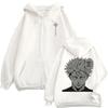 Japan Anime Jujutsu Kaisen Gojo Satoru Zipper Hoodie Cosplay Manga Cardigan Sweatshirt Men Women Loose Fleece Coats Streetwear