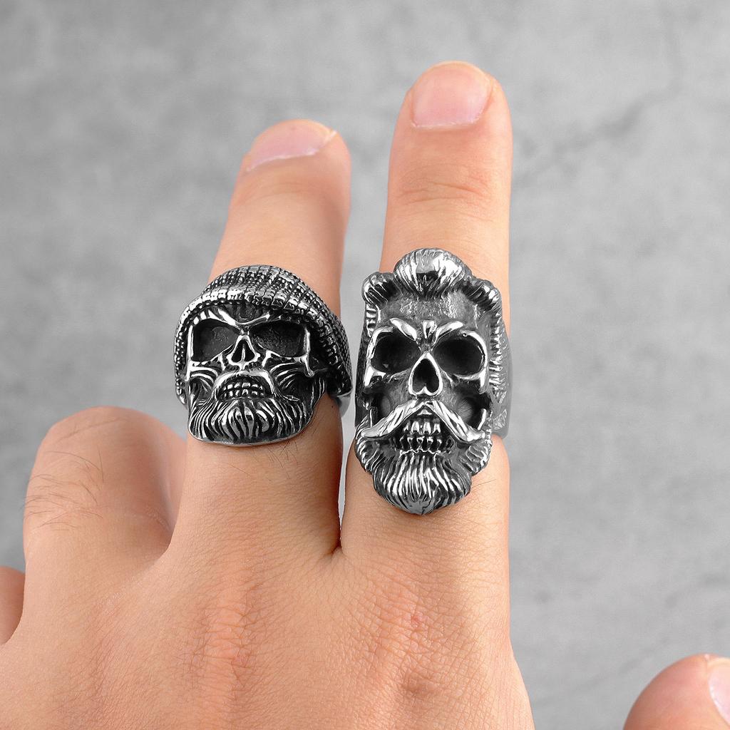 Крутой джентльменский череп из нержавеющей стали мужские кольца готический панк хип-хоп для мужчины бойфренд байкер ювелирные изделия креативный подарок