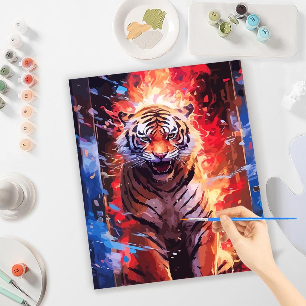 Frame Diy Painting By Numbers Starter Kits Tiger Animals Handicrafts Wall Art Picture With Numbers Acrylic Paint Artwork For Home Decors 40x50