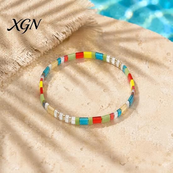 Elastic Stackable Wrist Jewelry Flat Beaded Stretch Bracelets for Women, Bohemian Friendship Bead Bracelets, Simple Layering Bracelet Set Boho