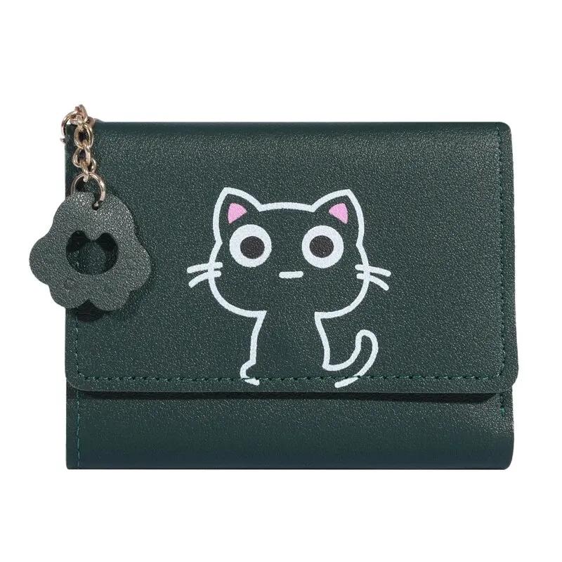 Новый маленький кошелек женский кошачий короткий сгиб персонализированный студенческий милый мини модный кошелек нулевой кошелек