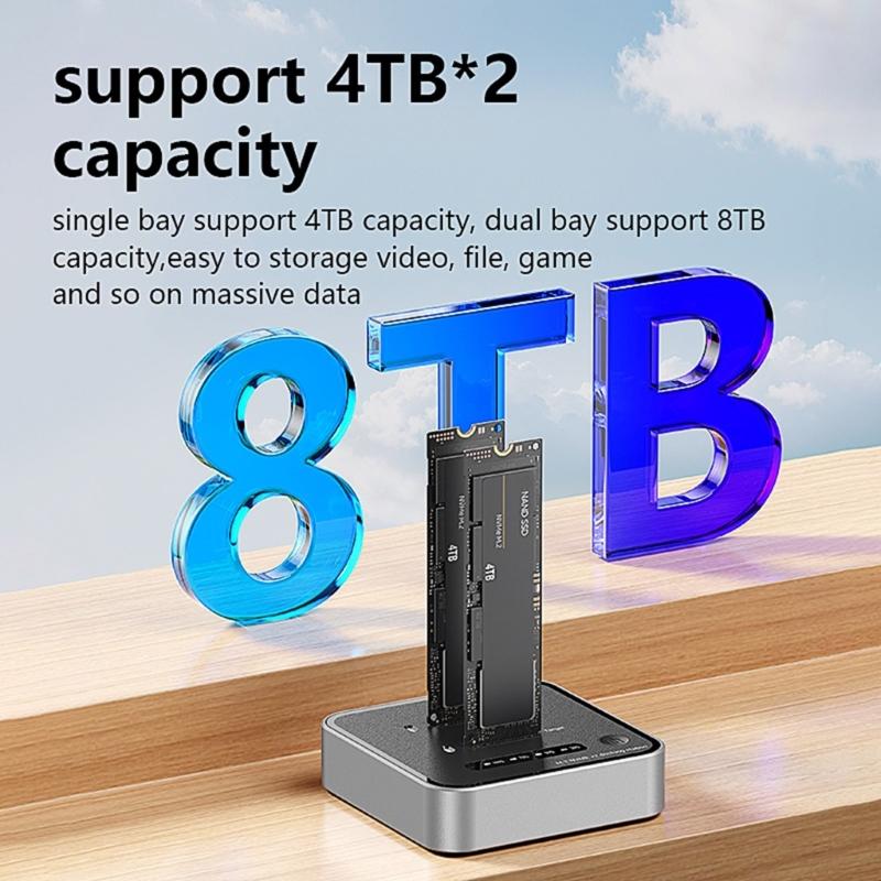 Efficient M.2 NVMe Solid disk Duplicator 20Gbps Fast Speed Copier Support Double Bay Dock for Fast Cloning