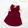 Vintage Corduroy Pet Dog Dress Cute Bow Dog Ruffle Skirt Suspender Puppy Clothes Luxury Princess Cat Dress Pet Vest Dog Costume