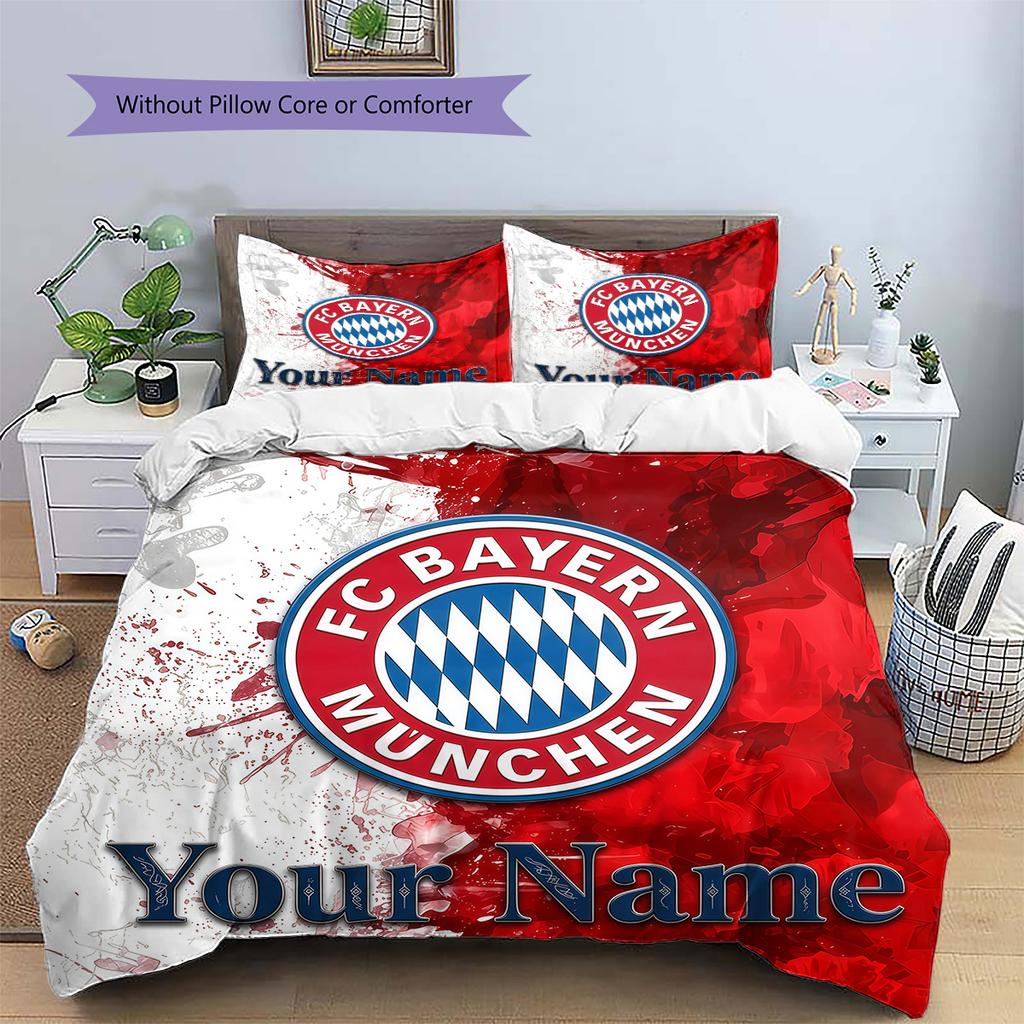Custom Name FC Bayern Munich Bedding,Quilt Set Quilt Cover Pillowcase Home Birthday Gift(1 * duvet cover + 2 * pillowcase, without core) -HE61