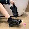 2024 весенне-осенние новые женские оксфорды, повседневная обувь на платформе, черная кожаная обувь на шнуровке, модная обувь на плоской подошве с круглым носком и массивной подошвой