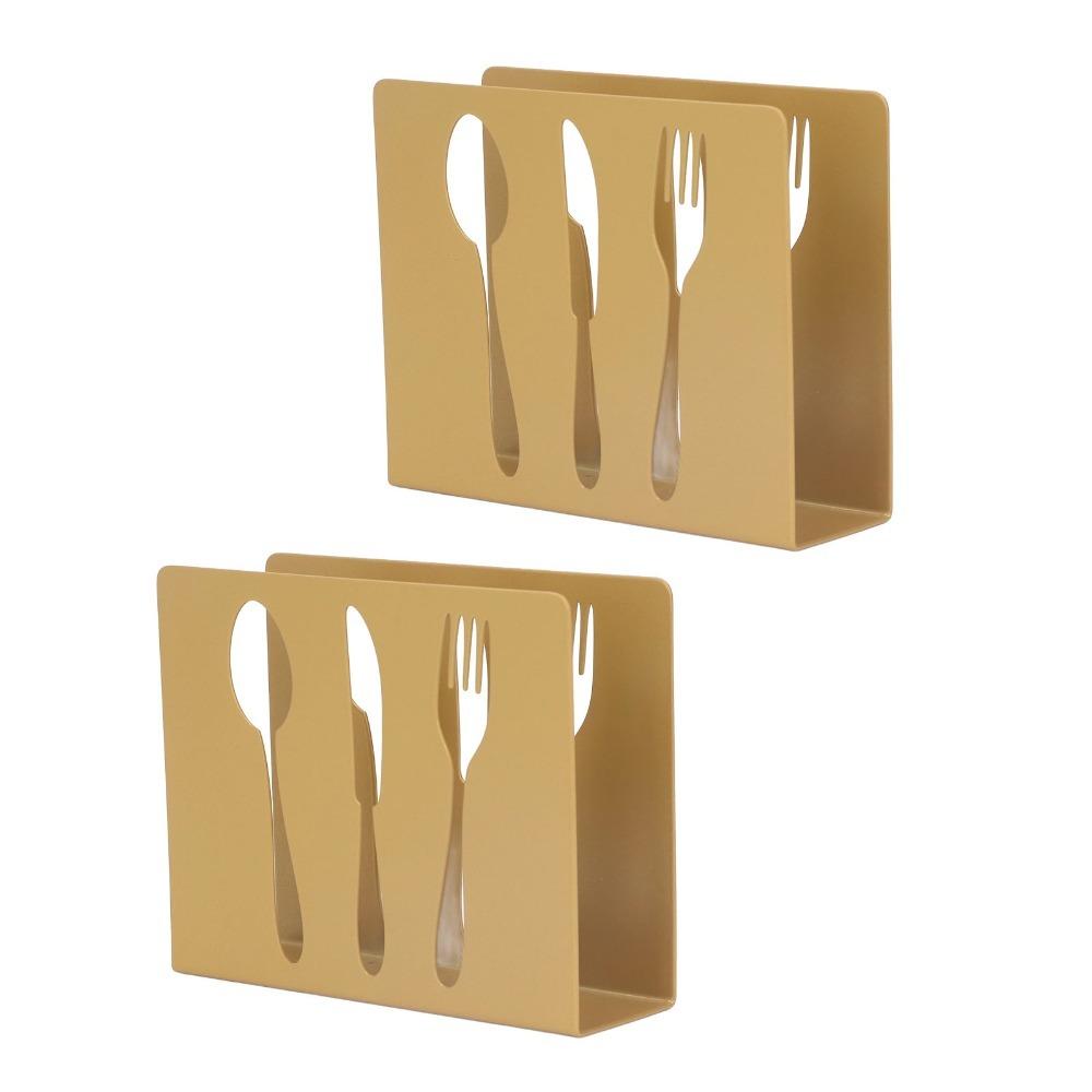 2PCS Hollow Pattern Paper Napkin Holder Gold Tissue Napkin Holder For Hotel