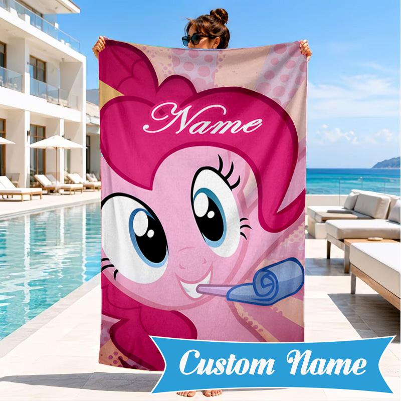 Custom Name Unicorn Pony Beach Towel Microfiber Beach Towel, Lightweight and Quick-Dry, for Summer Travel, Swimming Pool Gift