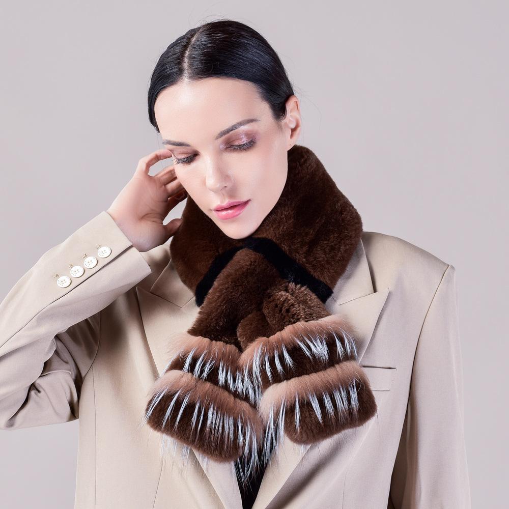 Шарф из натуральной шерсти кролика Рекс, корейская версия, простой длинный плюшевый плетеный плюшевый шарф, теплый и утолщенный, универсальный, для женщин