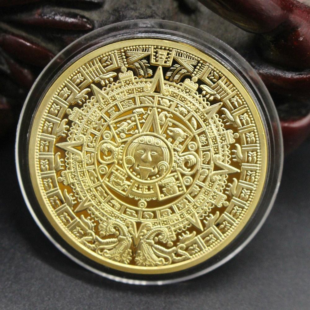 Памятная монета Мексиканский календарь майя Позолоченные монеты Коллекция