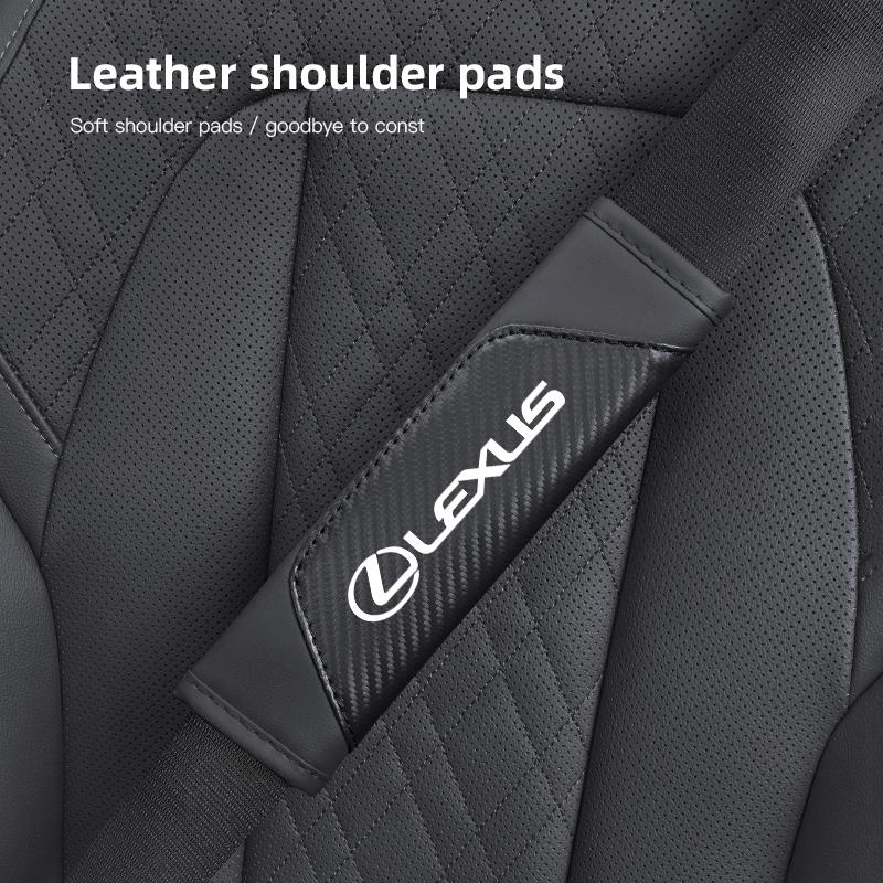 JEQS5 2Pcs Car Seat Belt Covers Shoulder Protection Pad Accessories For Lexus F SPORT ES RX NX LS UX LM LX GX LC RZ IS CT GS RC HS SC