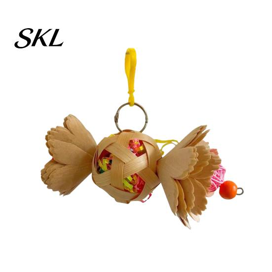 Parrot Playtime Toy Shredder Ball Toy, Bamboo Bird Foraging with Paper Enrichment Strips, Shredding for Parakeet Conure Cockatiel Lovebird Natural