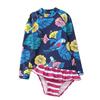 Baby Toddler Girls Rashguard Two Pieces Swimsuit Set Long Sleeve Bathing Suits Ruffled Bikini Bottoms Swimwear
