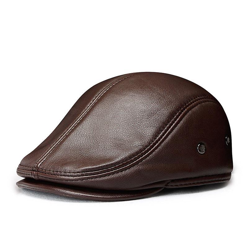 Мужской берет из натуральной кожи, плоская кепка, коричневые ушанки, теплая осень-зима, шляпа Гэтсби для водителя, плющ, газетчик