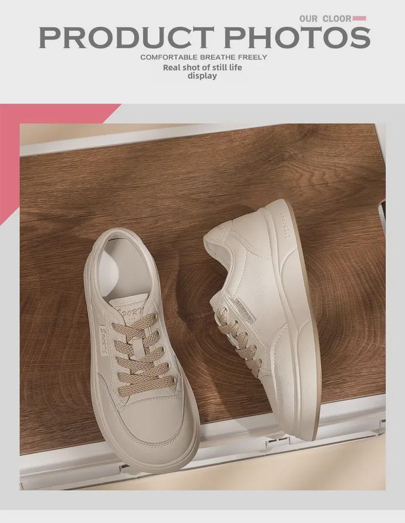 Женские кроссовки на платформе из натуральной кожи — весна/осень 2024 г., визуально увеличивающие рост, модная спортивная/повседневная обувь.