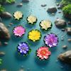 6PCS/8PCS Lotus Artificial Flower Floating Fake Lotus Plant Lifelike Water Lily Micro Landscape for Pond Garden Decor