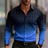 2026 Новая мужская рубашка с градиентным принтом и длинным рукавом, Business Casual, Уличный стиль для улицы, Модная и трендовая мужская рубашка с воротником