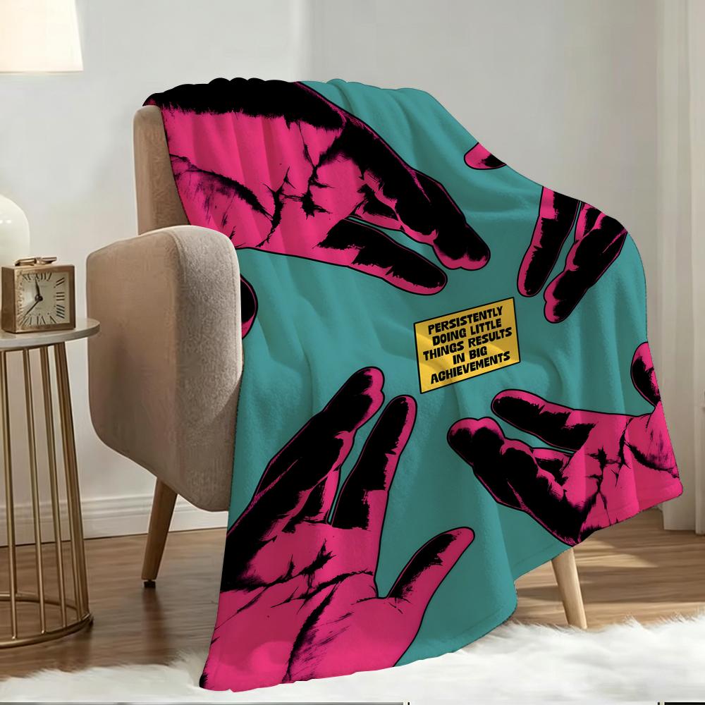 Art C-Creative Finger Poster Throw Soft Warm Flannel Fleece Throw Blanket, Cozy Plush for Sofa Bed & All Seasons