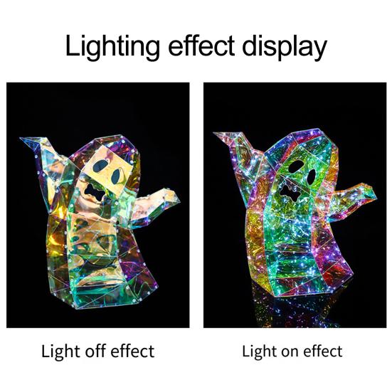 Призматические переливающиеся светодиодные огни-призраки, ночник-призрак на Хэллоуин, красочные украшения для дома и вечеринки, настольная фигурка