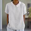 Women's New Loose Lapel Shirt Short Sleeve Cotton Top