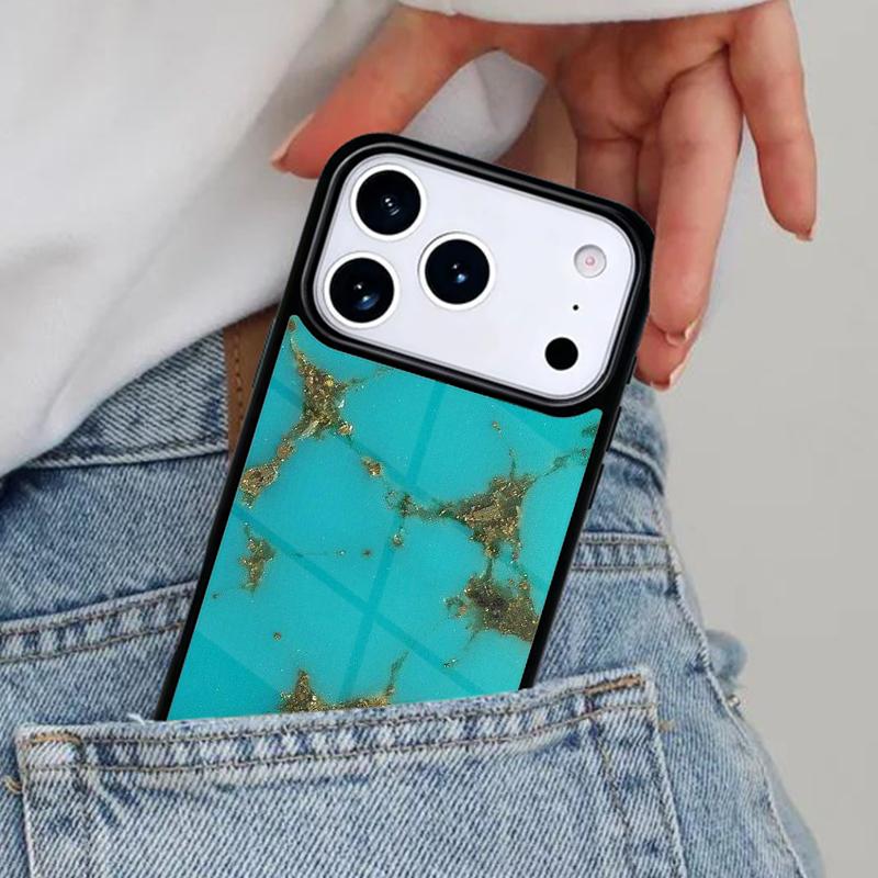 Чехол для телефона с узором под бирюзовый камень и мрамор для iPhone 17ProMax 12 13 14 15 16e 17 Pro Max Plus Air Cover