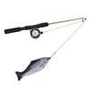 Retractable Cat Teaser Wand Toy Interactive Fishing Rod with Simulation Fish for Cats(Salmon