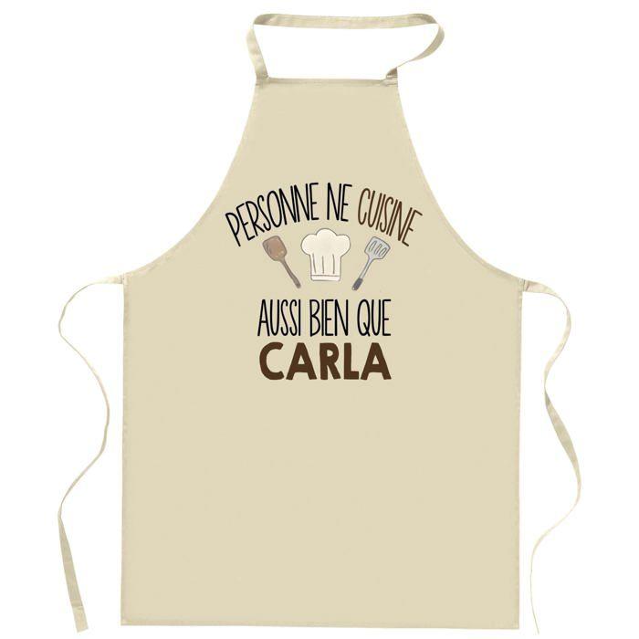 Planetee Tablier Personne ne cuisine aussi bien que CARLA | Cadeau original Prénom pour Cuisinière | Vêtement Blouse protection