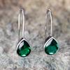 Простые зеленые серьги-капли для женщин, настоящее серебро S925, ювелирные украшения, подарки на годовщину свадьбы или помолвки