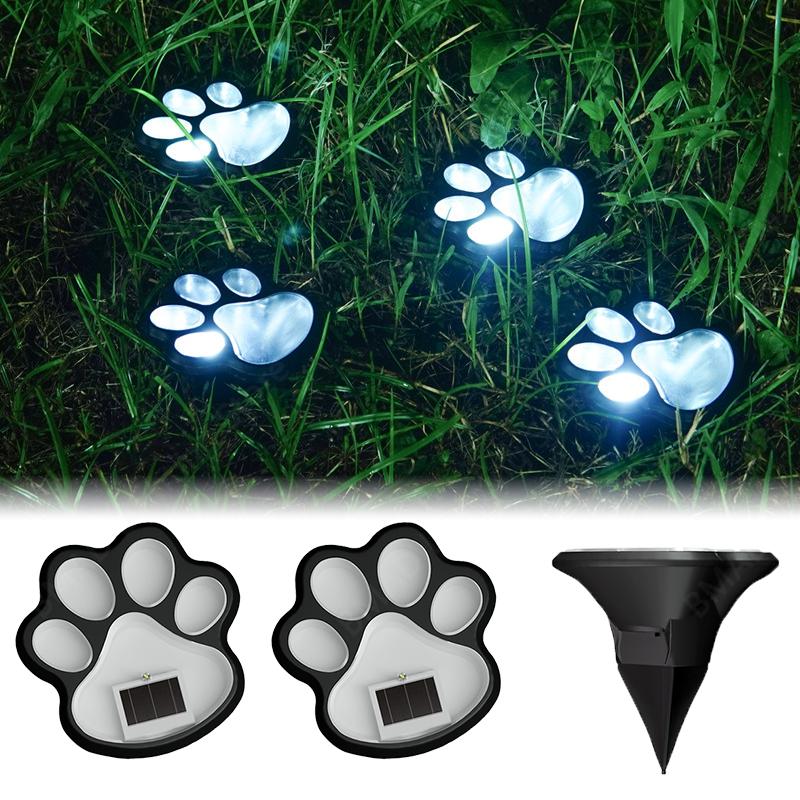 Solar Paw Print Pathway Lights Outdoor Waterproof LED Garden Decor Automatic On Off Cat Dog Footprint Yard Lamp