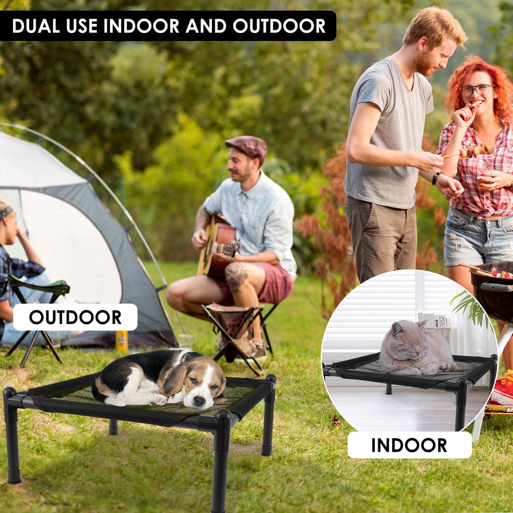 49cm Elevated Dog Bed Portable Breathable Raised Outdoor Pets Bed Steel Frame Durable Camping Cat House for Outdoor Indoor Use
