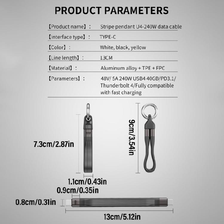 Продвинутый кабель USB4 с быстрой зарядкой PD240 Вт и скоростной передачей данных 40 Гбит/с, поддержка видео 8K