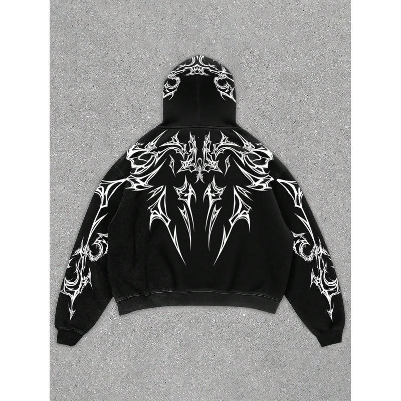 Spring and Autumn Men's Hooded Zipper Jacket Trendy Fashion Versatile Loose Sports Cardigan Sweater