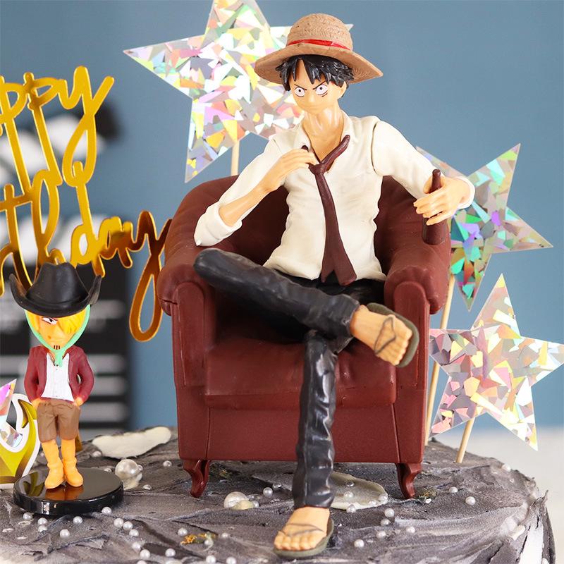 One Piece Луффи Диван-кресло Поза для сидения Украшения для торта