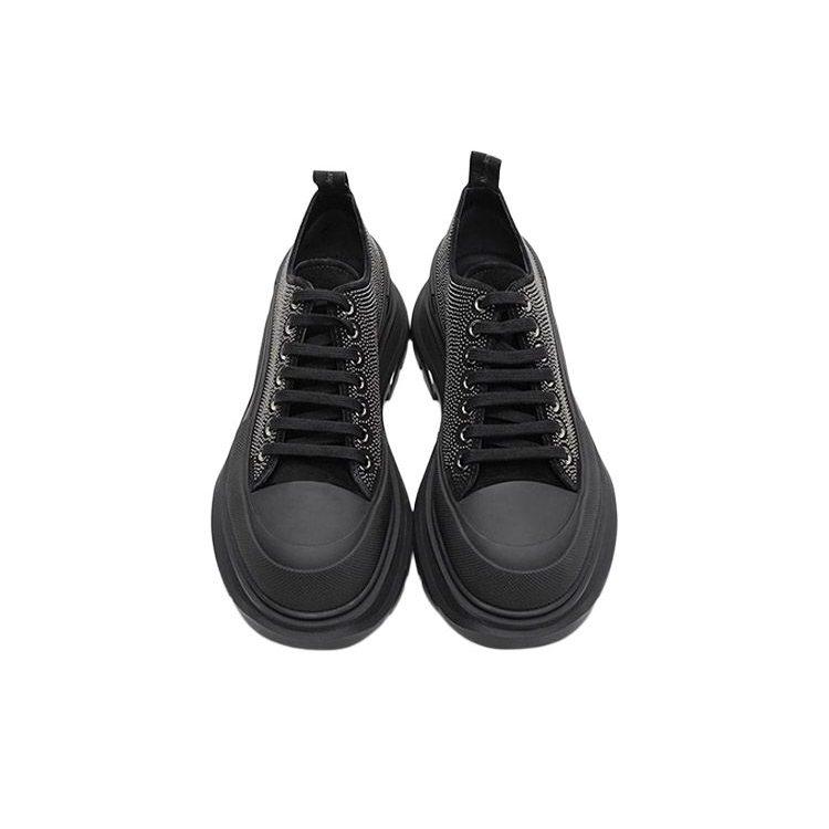 Alexander Mcqueen Ботинки тактические мужские черные на шнуровке, из гладкой кожи, до щиколотки 647182WHZ271069