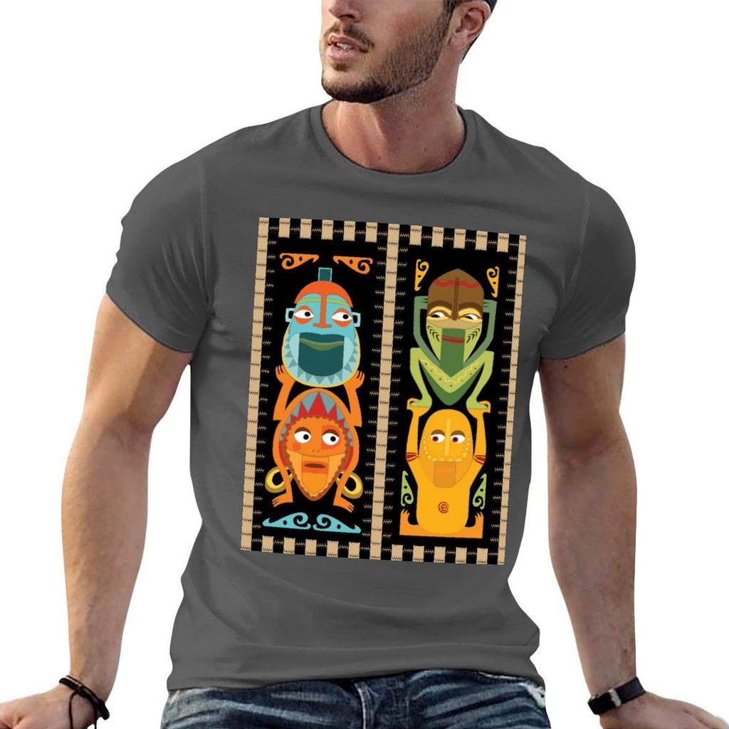 Tropical Hawaiian Polynesian Tiki Totems T-Shirt Holiday Simple Tee Shirt