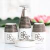Flower Printed Toiletry Separate Bottle Bathroom Lotion Soap Dish 4pcs Sets