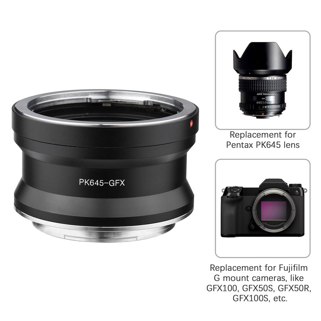PK645 GFX Camera Lens Adapter Replacement for Pentax PK645 Lens to  G Mount GFX100 GFX50S GFX50R GFX100S Cameras