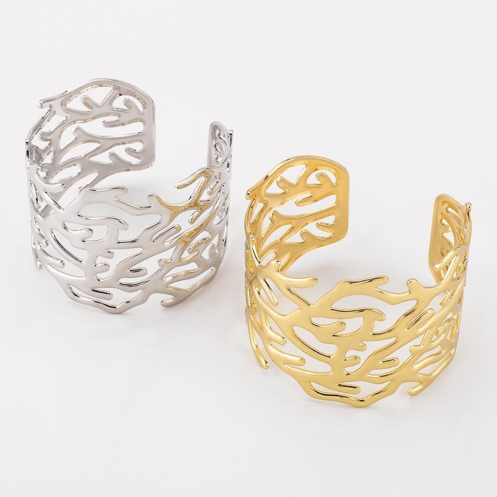Tree Branch Pattern Metal Opening Bangle Armlet Women's Wrist Jewelry Coral Design Bracelet  Girls