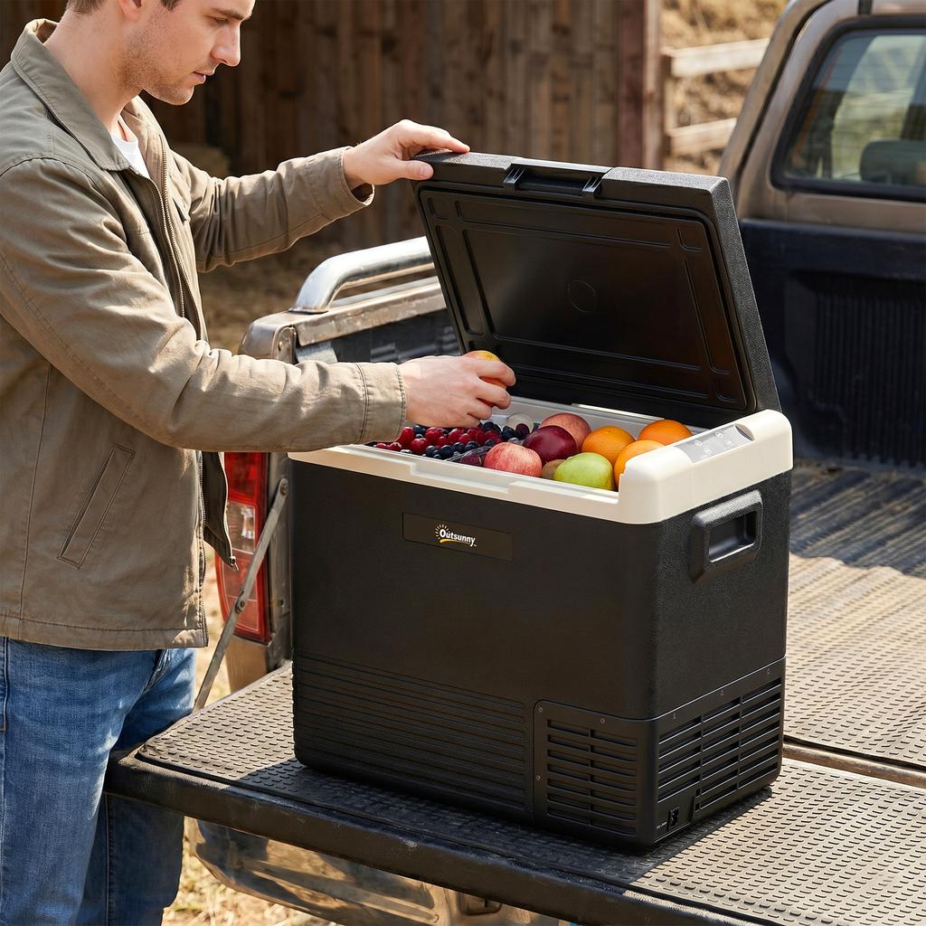 50L Portable Car Refrigerator - Grey and Black