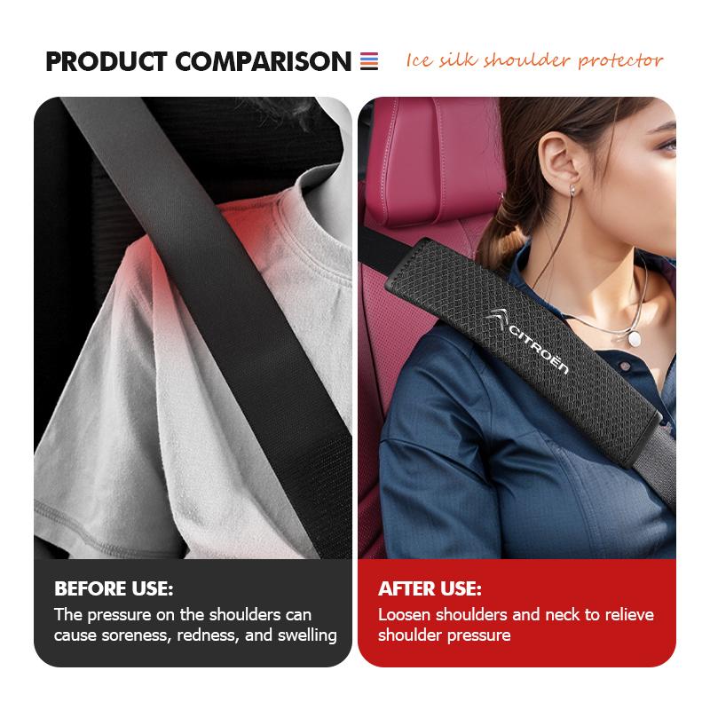 OCDK9 Car Seat Safety Belt Pad Ice Silk Shoulder Strap Shoulder Cover For Citroen C4 C3 C5 C1 C2 C6 C4L DS3 DS4 Berlingo Picasso