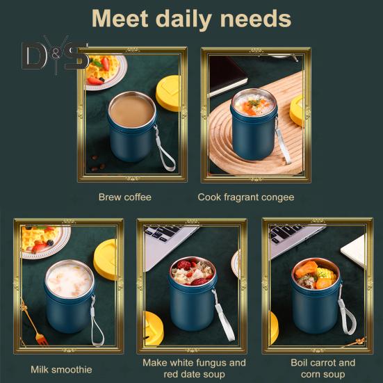 500ML Insulated Soup Cup with Buckle Lid Vacuum Food Jar Leakproof Wide Mouth Design Stainless Steel Lunch Container for Hot Food