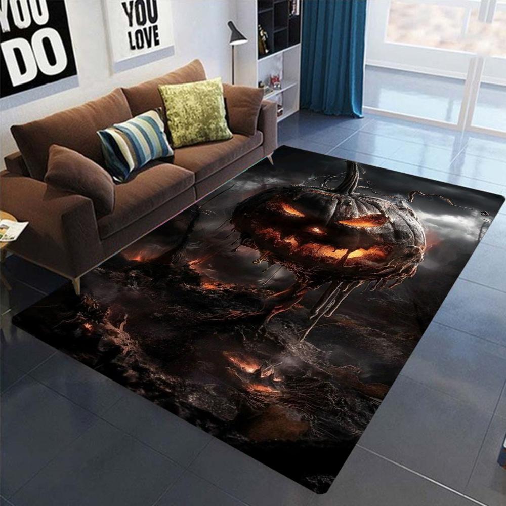 Halloween Carpet Mat Rug Horror Witch Scarecrow Pumpkin Lantern House Bat Print Dark Art Home Decoration Living Room Floor Decor
