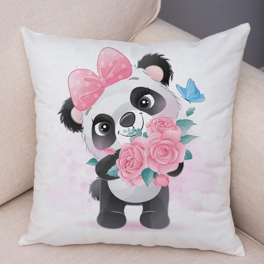 Детская комната, диван, украшение для дома, автомобиля, милая наволочка с изображением животных, мягкая плюшевая подушка с рисунком китайской панды